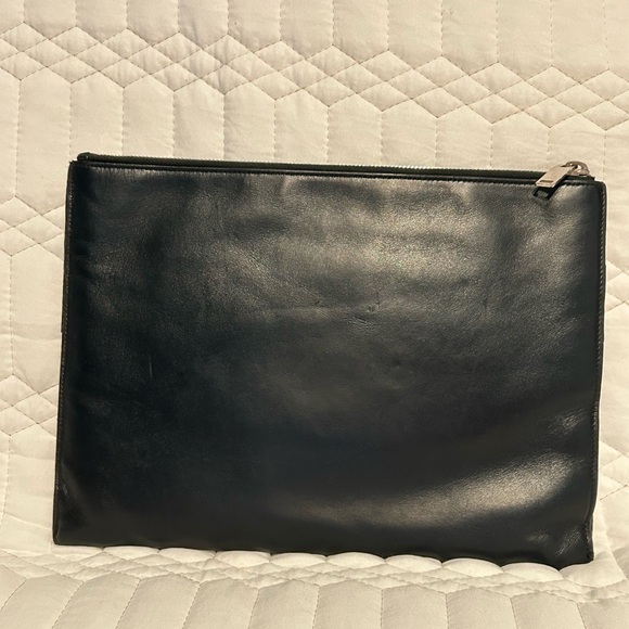 Yves Saint Laurent Black Leather Pouch with Red Patch - Picture 2 of 11
